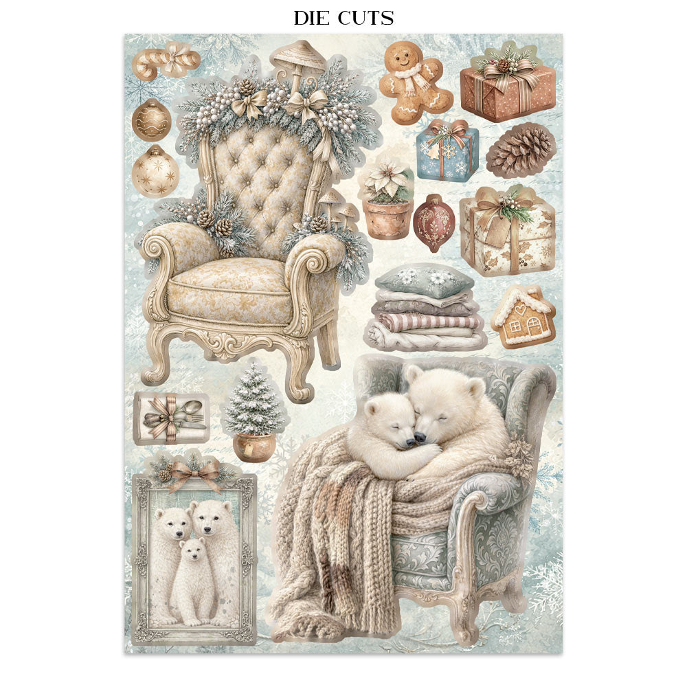 Printed Art Junk Journal: Stickers, Cut-Outs, Backgrounds For Art And Craft - White Christmas