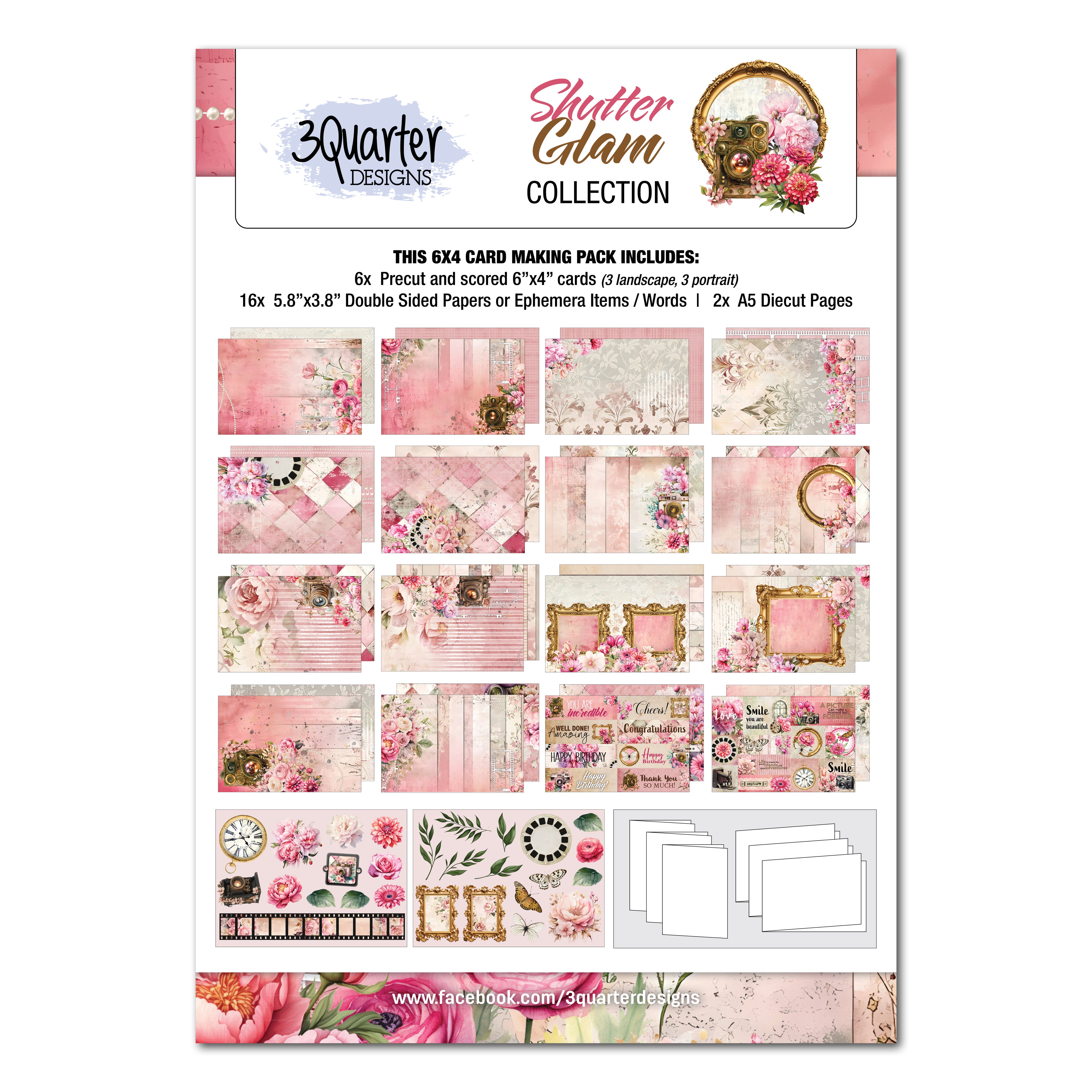 3Quarter Designs Shutter Glam 6x4 Card Pack