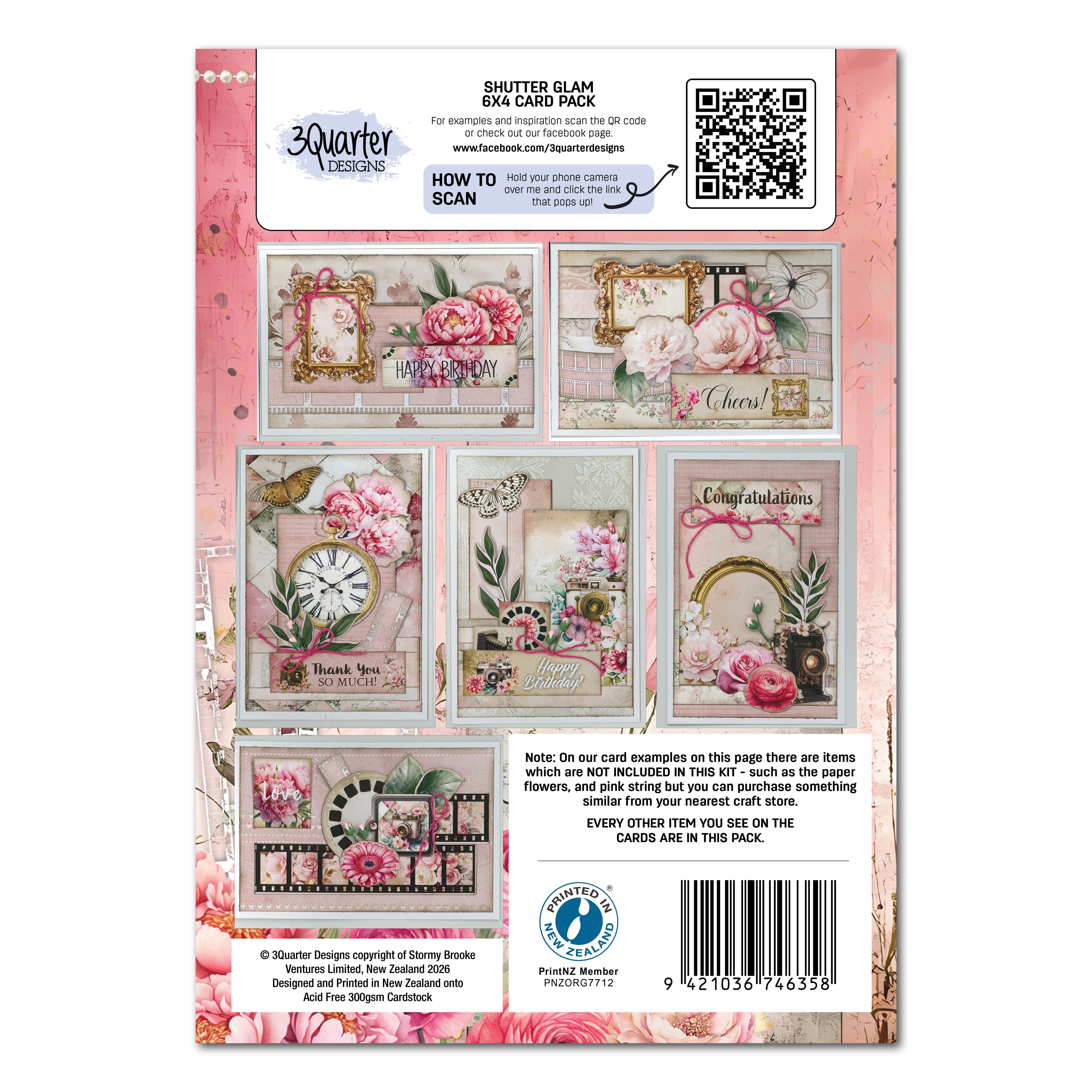 3Quarter Designs Shutter Glam 6x4 Card Pack
