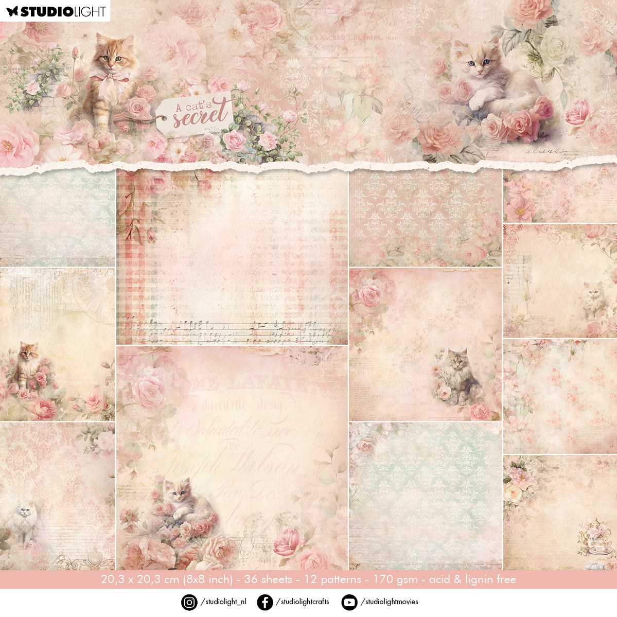 SL Designer Paper Pad Background Paper A Cat's Secret 36 Sheets
