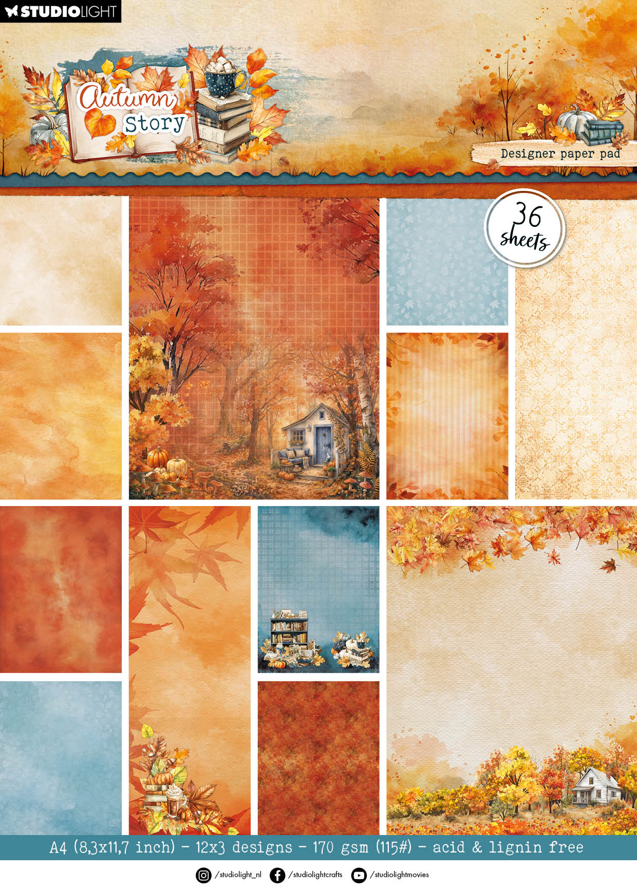SL Designer Paper Pad Background Paper Autumn Story 36 Sheets