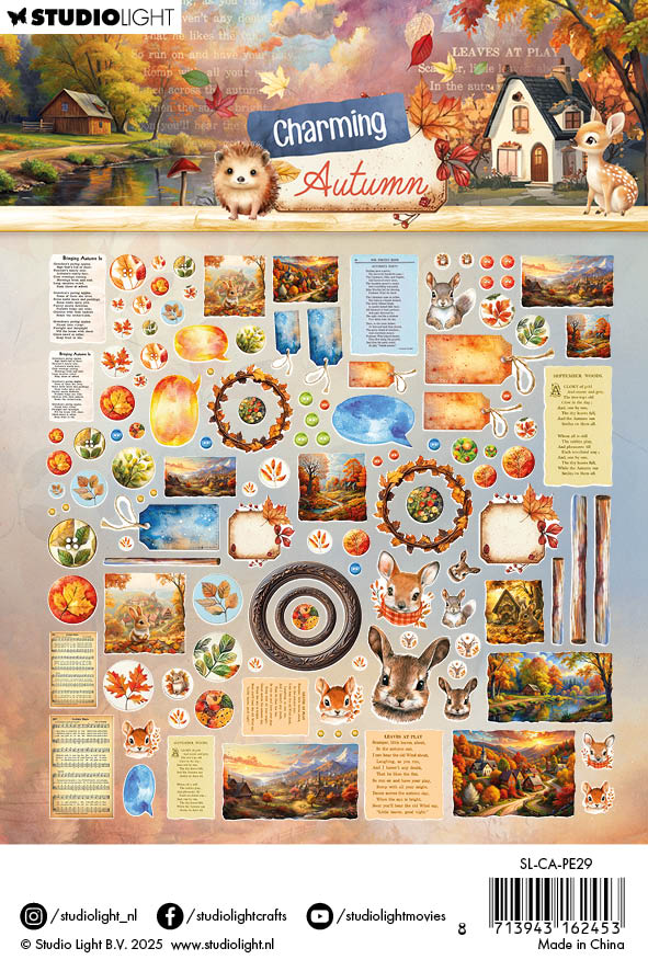 SL Paper Elements Labels, Images & Animal Heads Charming Autumn 126 Pieces