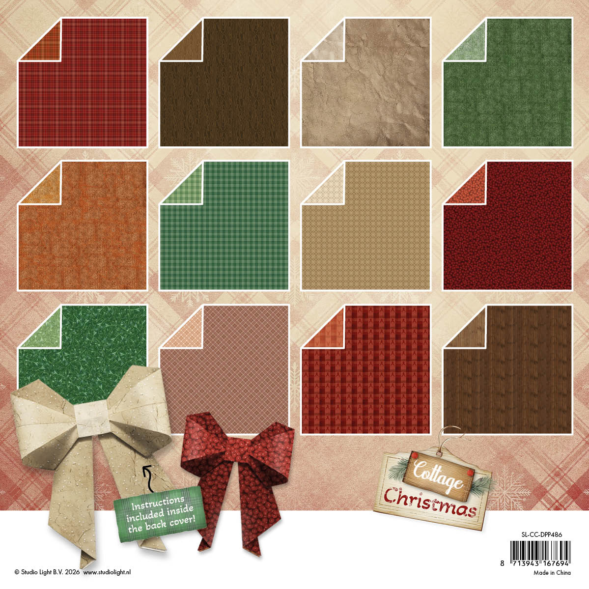 SL Multi-Purpose Paper Pad Origami & Backgrounds Cottage Christmas 60 Sheets