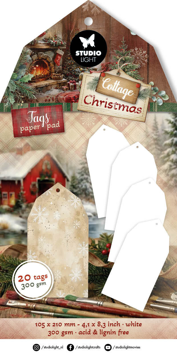 SL Tag Paper Pad White Tags Cottage Christmas 20 Sheets