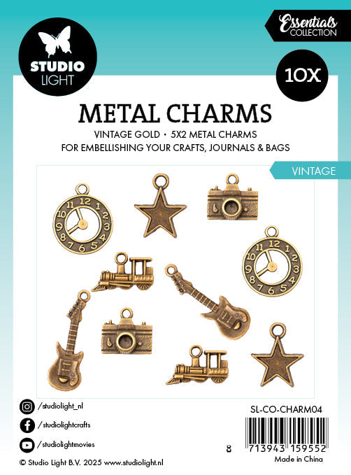 SL Metal Charms Vintage Consumables 10 PC