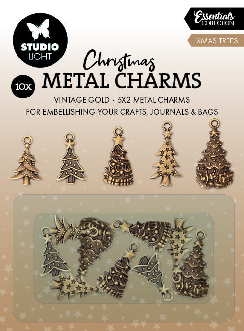 SL Metal Charms Christmas Trees Essentials 10 Pieces