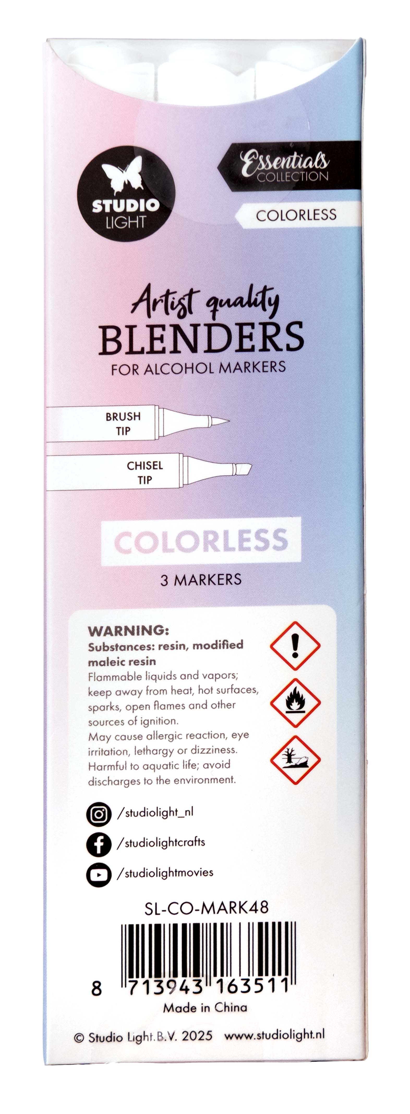 SL Alcohol Markers Colorless Blenders Essentials 45x151x13mm 3 Pieces