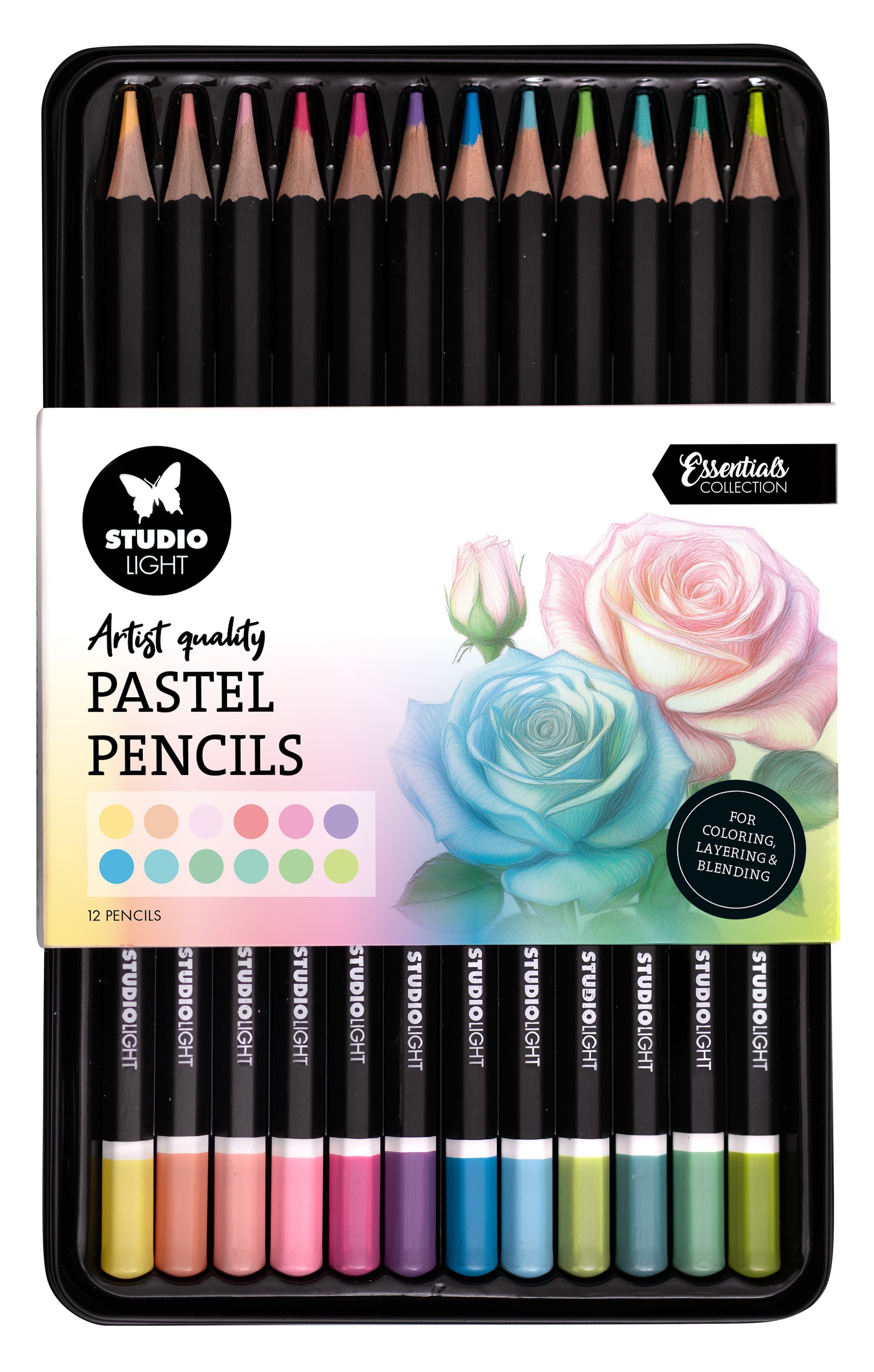 SL Pencils 12 Colors In Pastel Shades Essentials 12 Pieces
