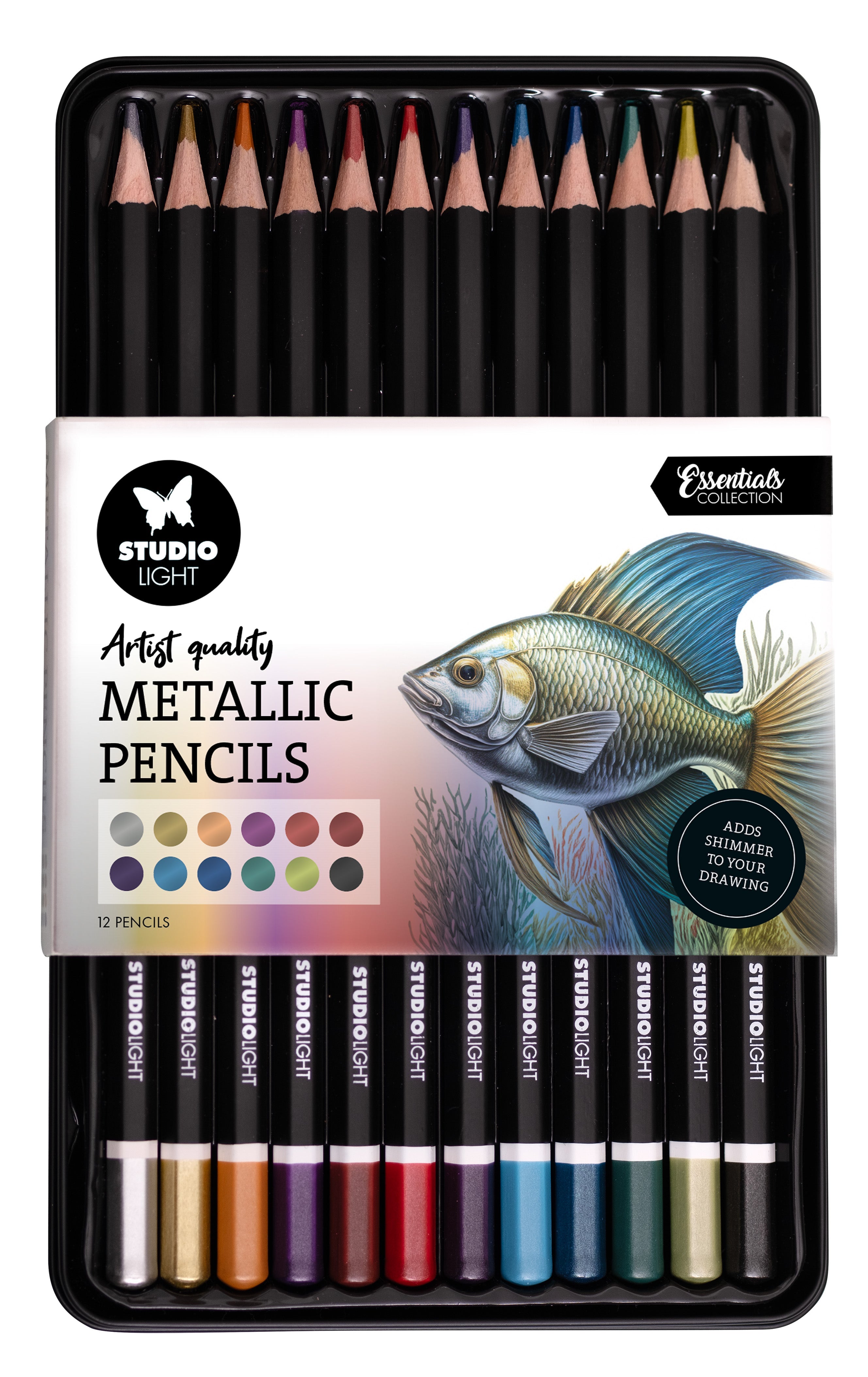 SL Pencils 12 Colors With Metallic Finish Essentials 12 Pieces