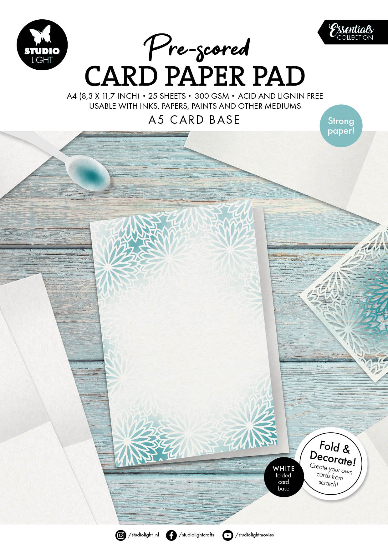 SL Card Paper Pad Pre-Scored White A5 Cards Essentials 25 Sheets