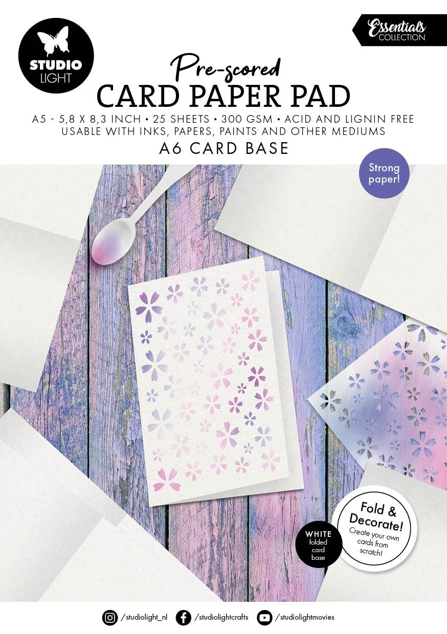SL Card Paper Pad Pre-Scored White A6 Cards Essentials 25 Sheets