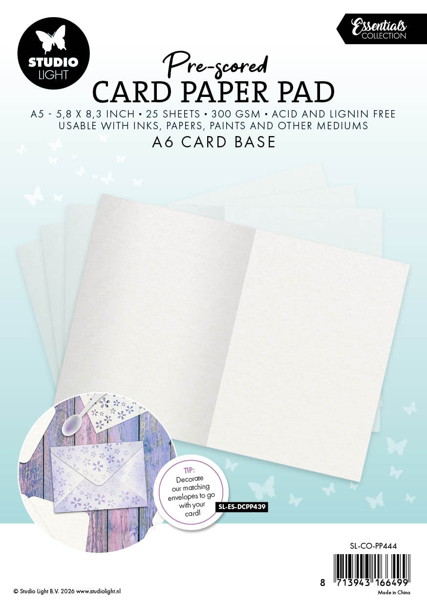 SL Card Paper Pad Pre-Scored White A6 Cards Essentials 25 Sheets