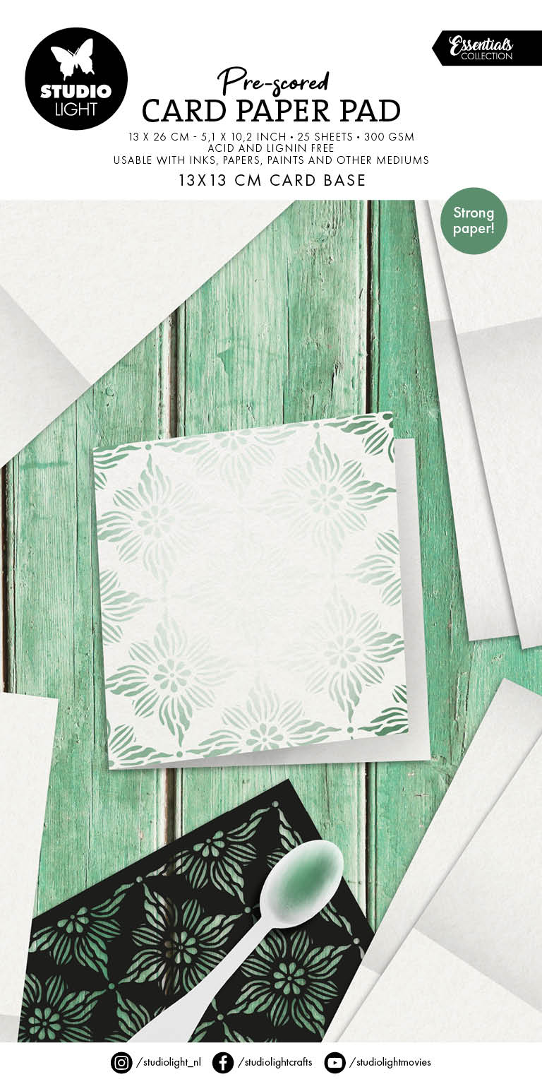 SL Card Paper Pad Pre-Scored White 13x13 cm Cards Essentials 25 Sheets