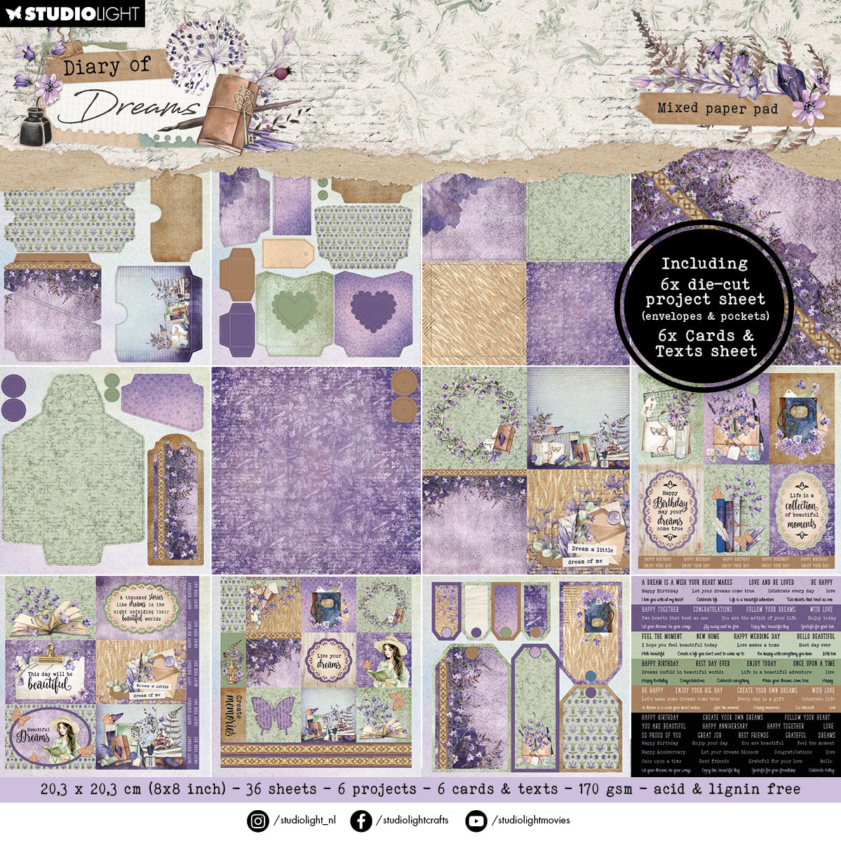 SL Mixed Paper Pad Envelopes Diary of Dreams 36 SH