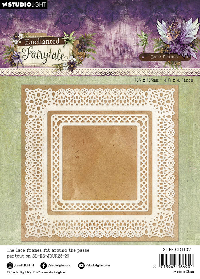 SL Cutting Dies Lace Frames Square Enchanted Fairytale 4 Pieces