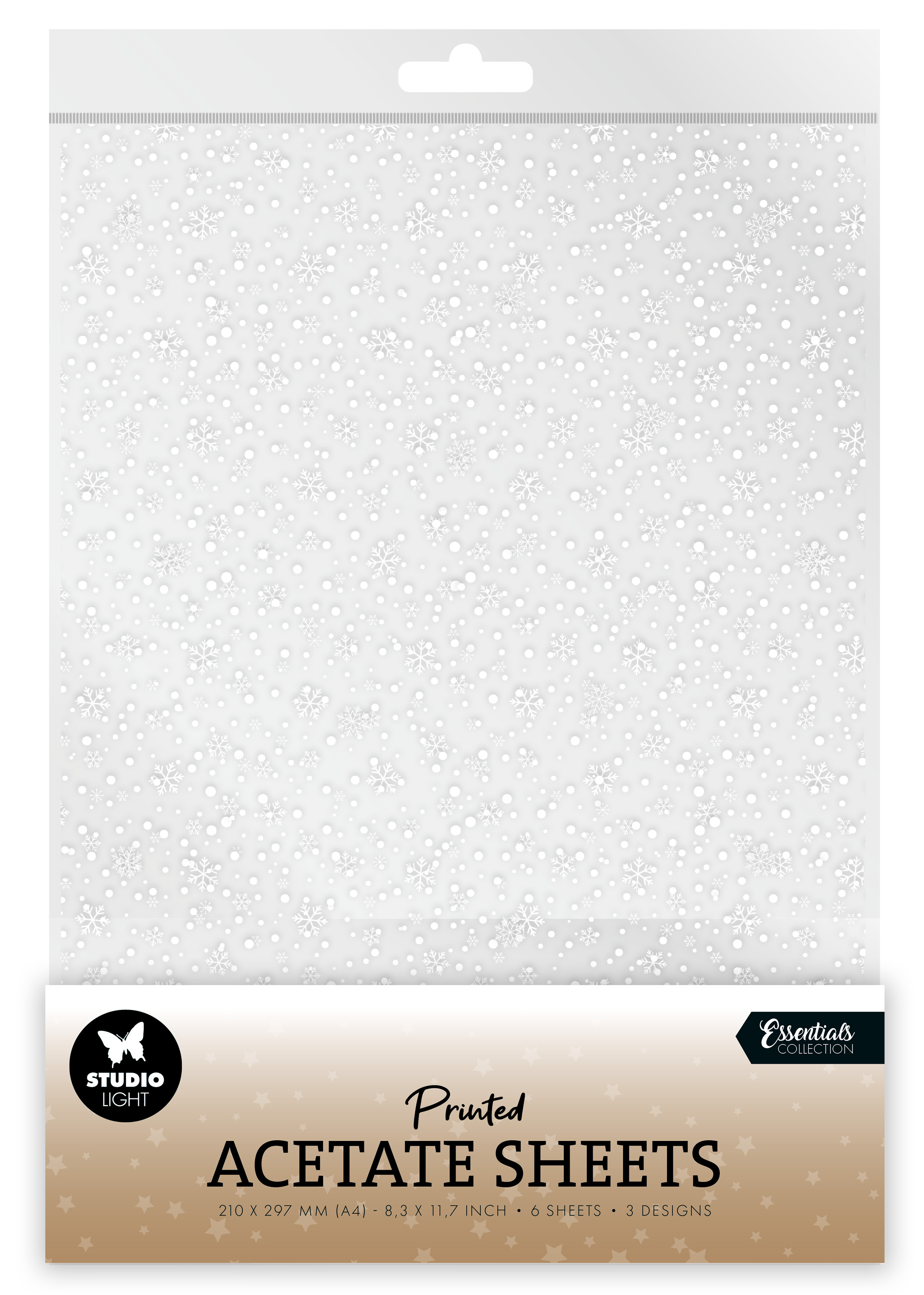 SL Acetate Sheet Snowflakes White Essentials 6 Sheets