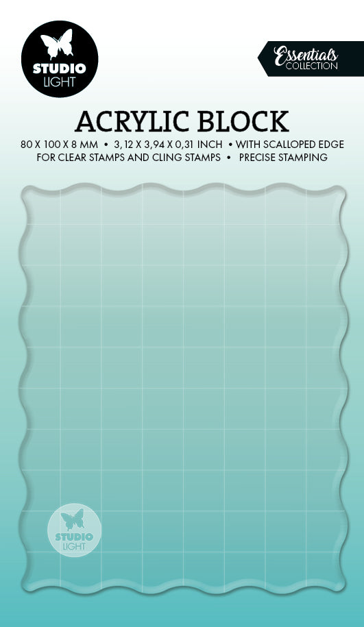 SL Acrylic Stamping Block For Clear And Cling Stamps With Grid Essentials