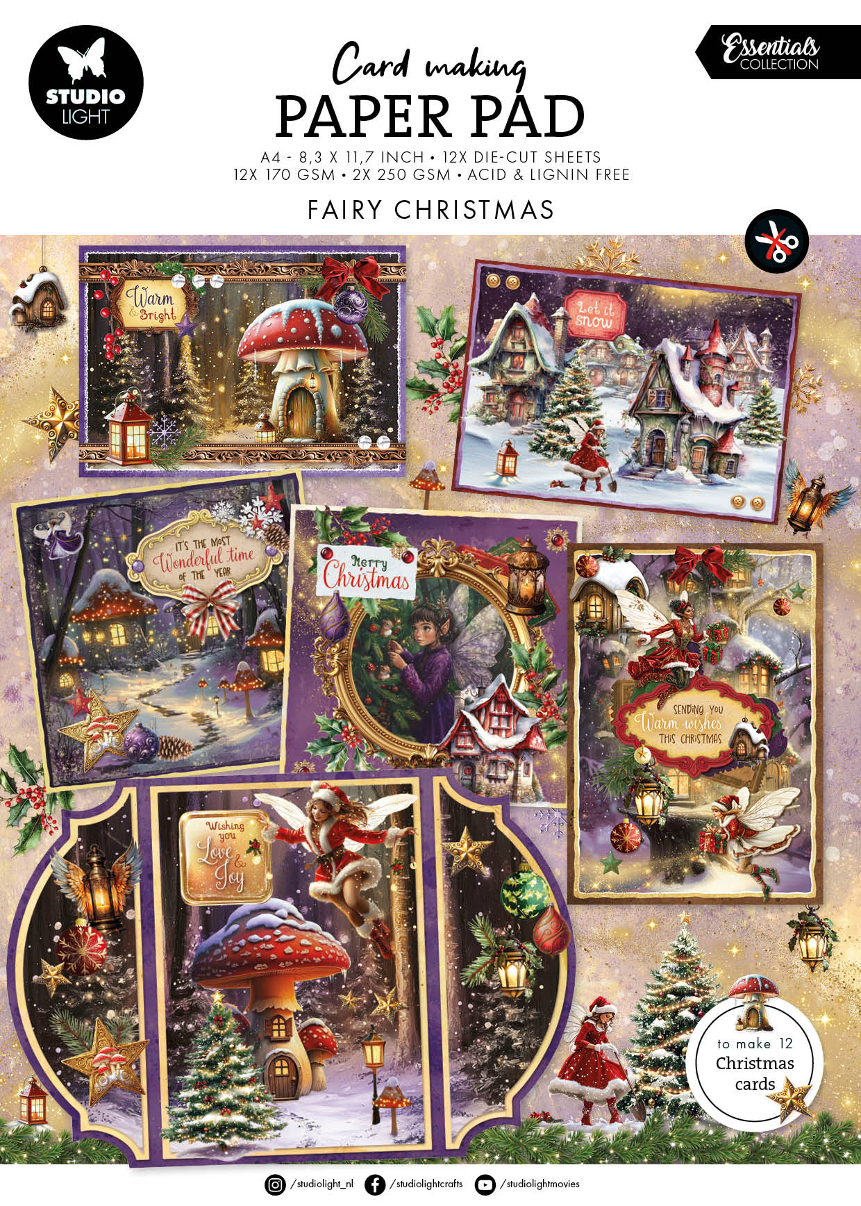 SL Card Making Pad Fairy Christmas Essentials 14 Sheets