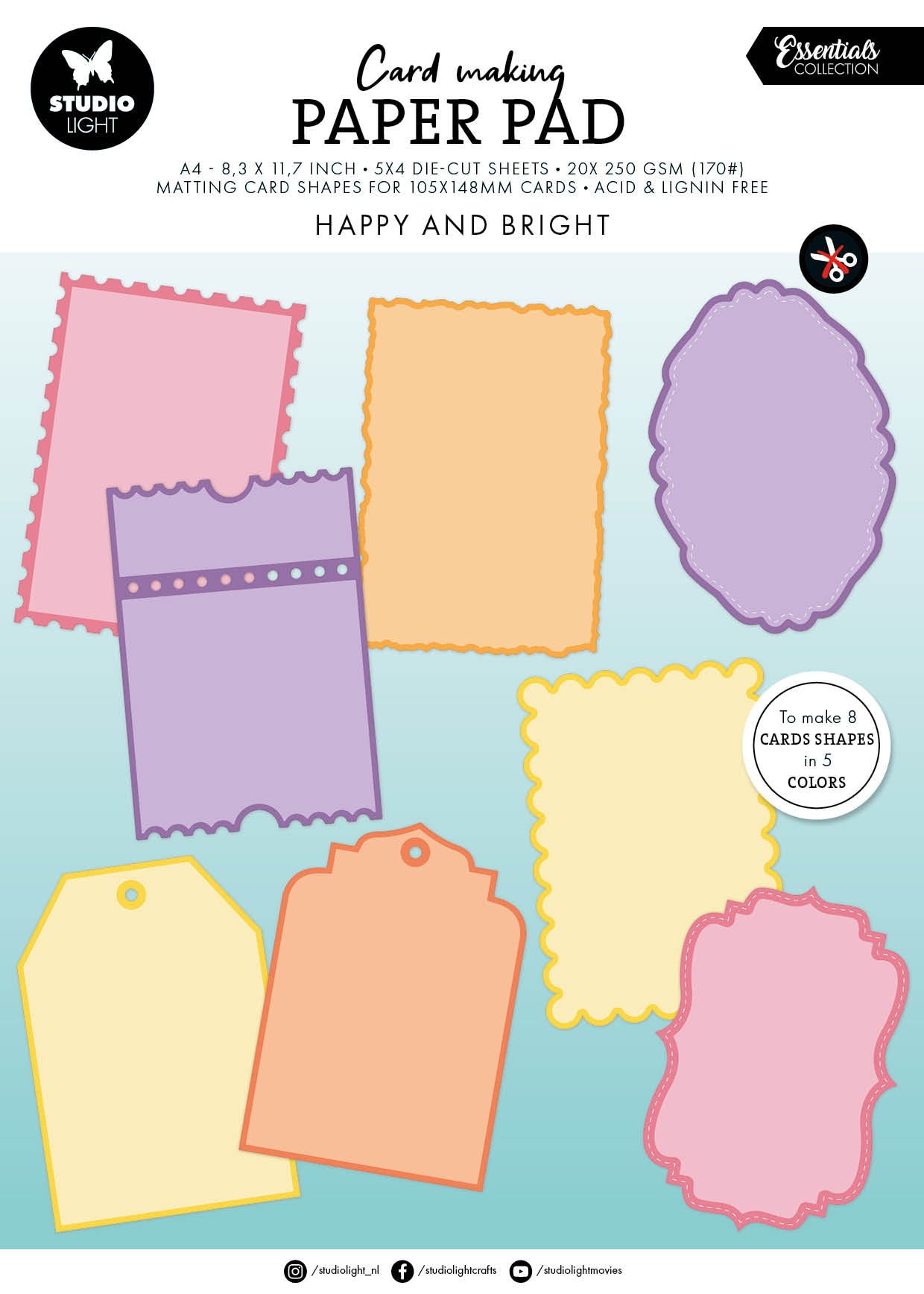 SL Card Making Pad Happy and Bright Essentials 20 Sheets