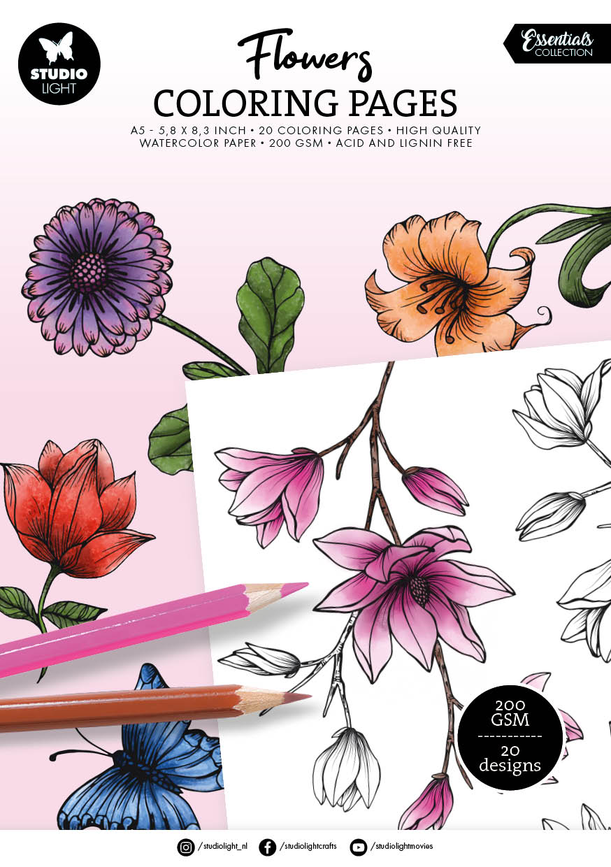 SL Coloring Pages Flowers Essentials 20 Sheets