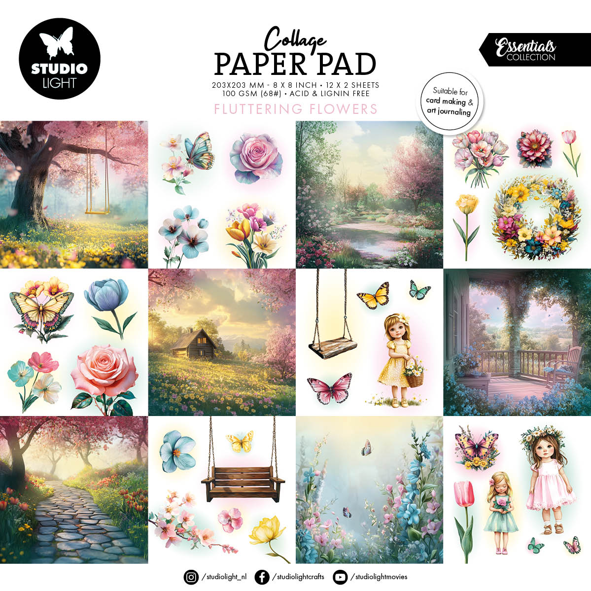 SL Collage Paper Pad Fluttering Flowers Essentials 24 Sheets