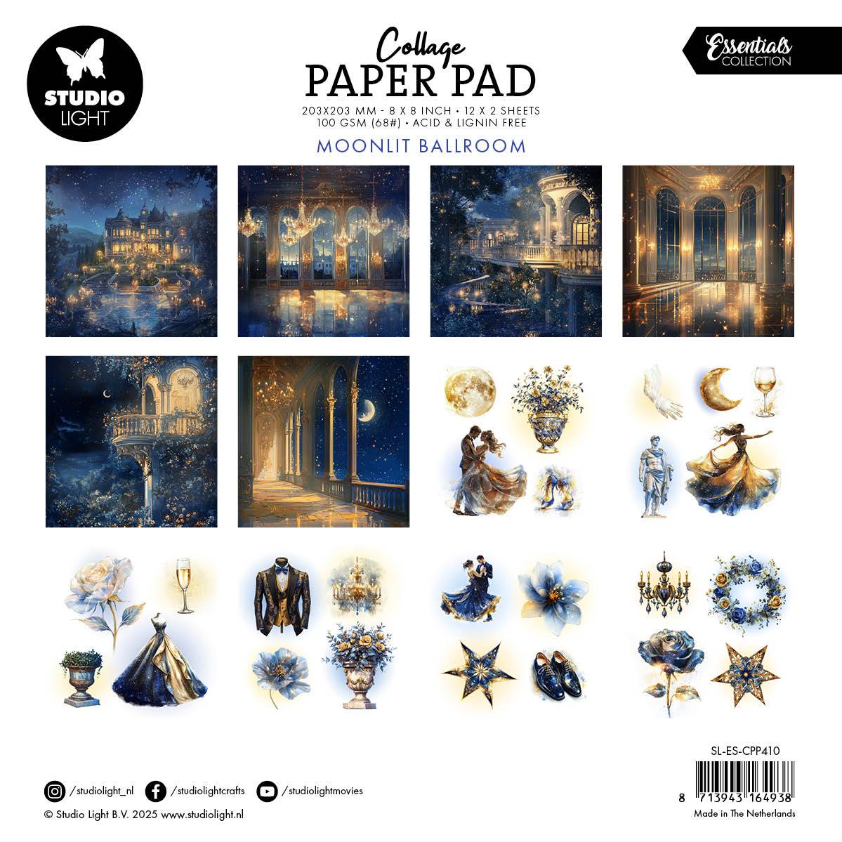 SL Collage Paper Pad Moonlit Ballroom Essentials 203x203x5mm 24 Sheets