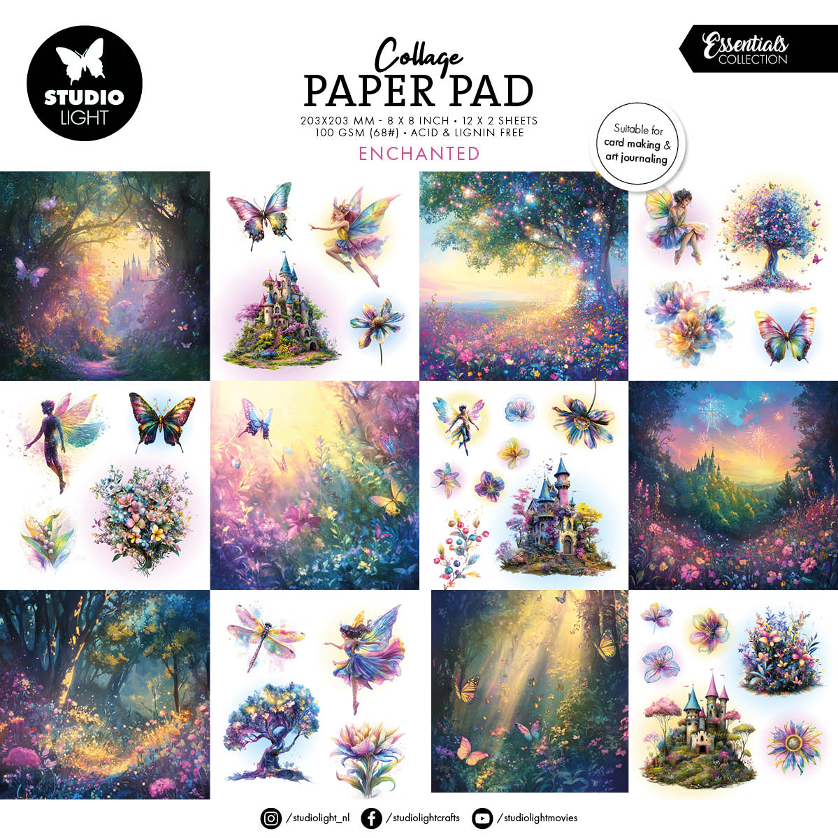 SL Collage Paper Pad Enchanted Essentials 203x203x5mm 24 Sheets