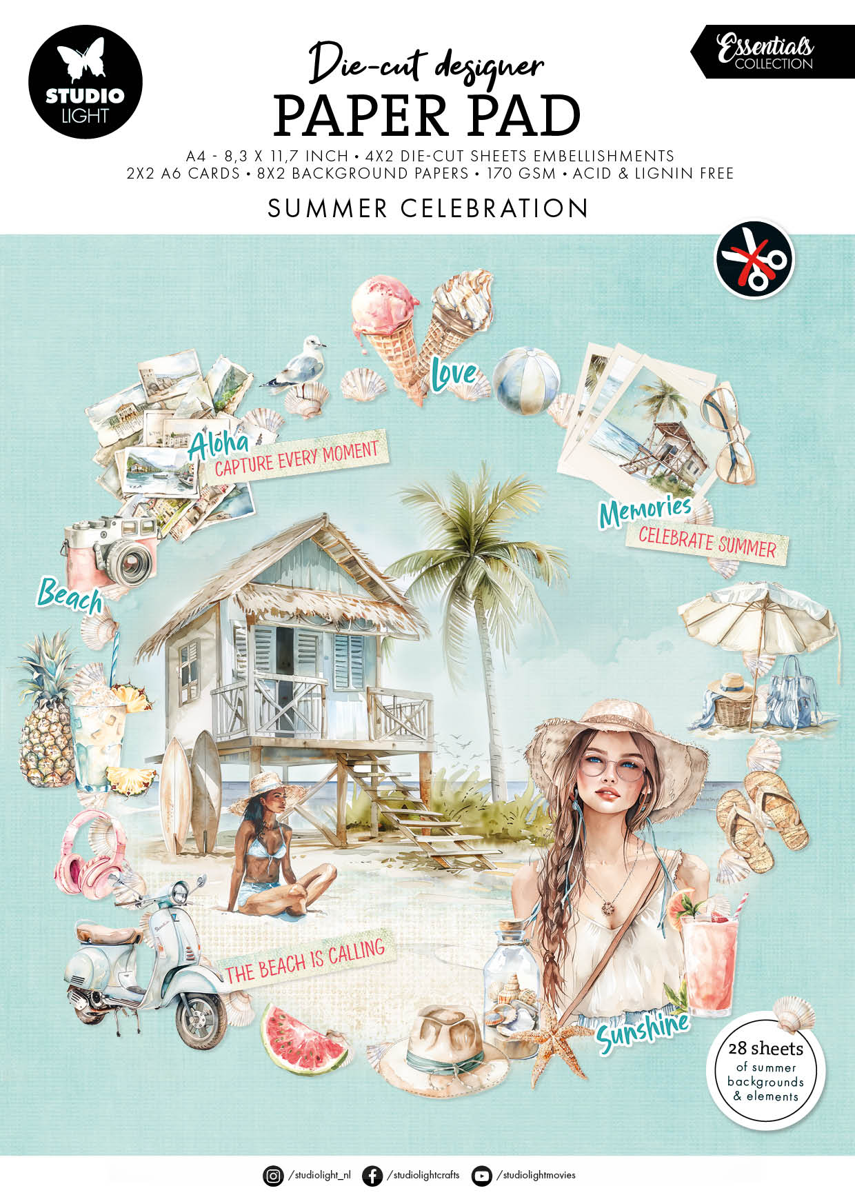 SL Die-Cut Paper Pad Summer Celebration Essentials 28 Sheets