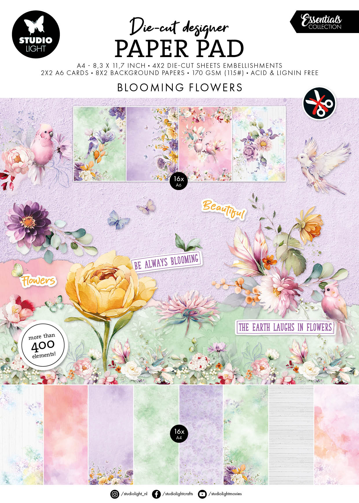 SL Die-Cut Paper Pad Flowers Essentials 28 Sheets