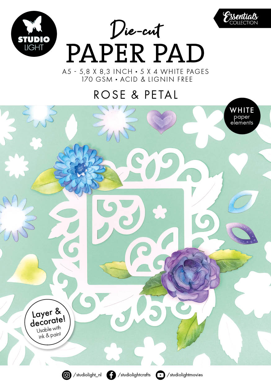 SL Die-Cut Paper Pad Rose & Petal Essentials 20 Sheets