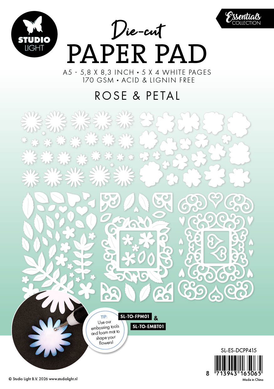 SL Die-Cut Paper Pad Rose & Petal Essentials 20 Sheets