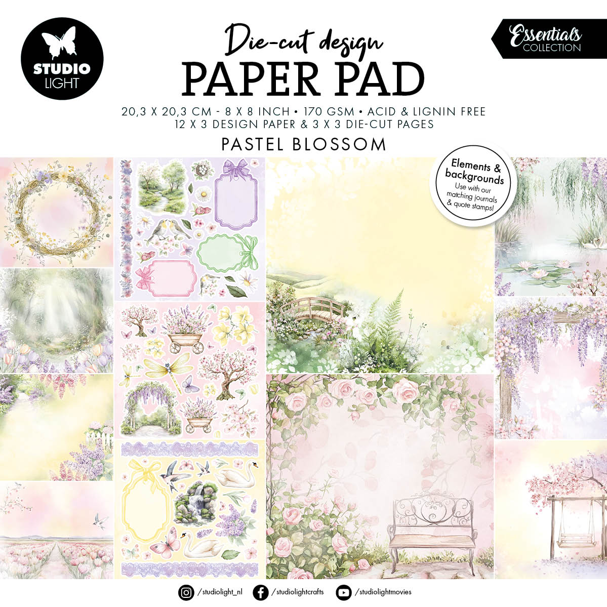 SL Designer Paper Pad Paper & Elements - Pastel Blossom Essentials 36 Sheets