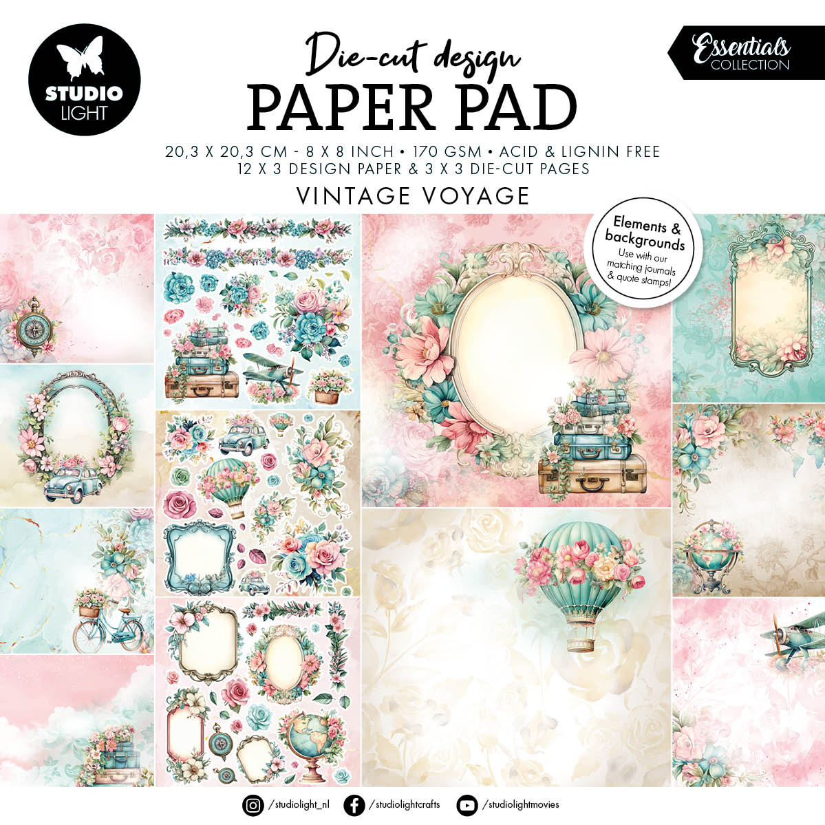 SL Designer Paper Pad Paper & Elements - Vintage Voyage Essentials 36 Sheets