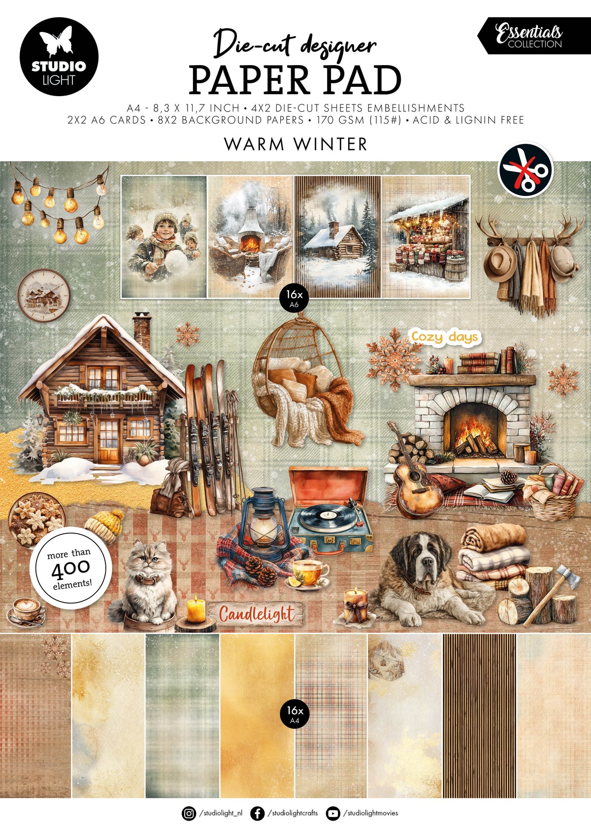 SL Die-Cut Paper Pad Warm Winter Essentials 28 Sheets