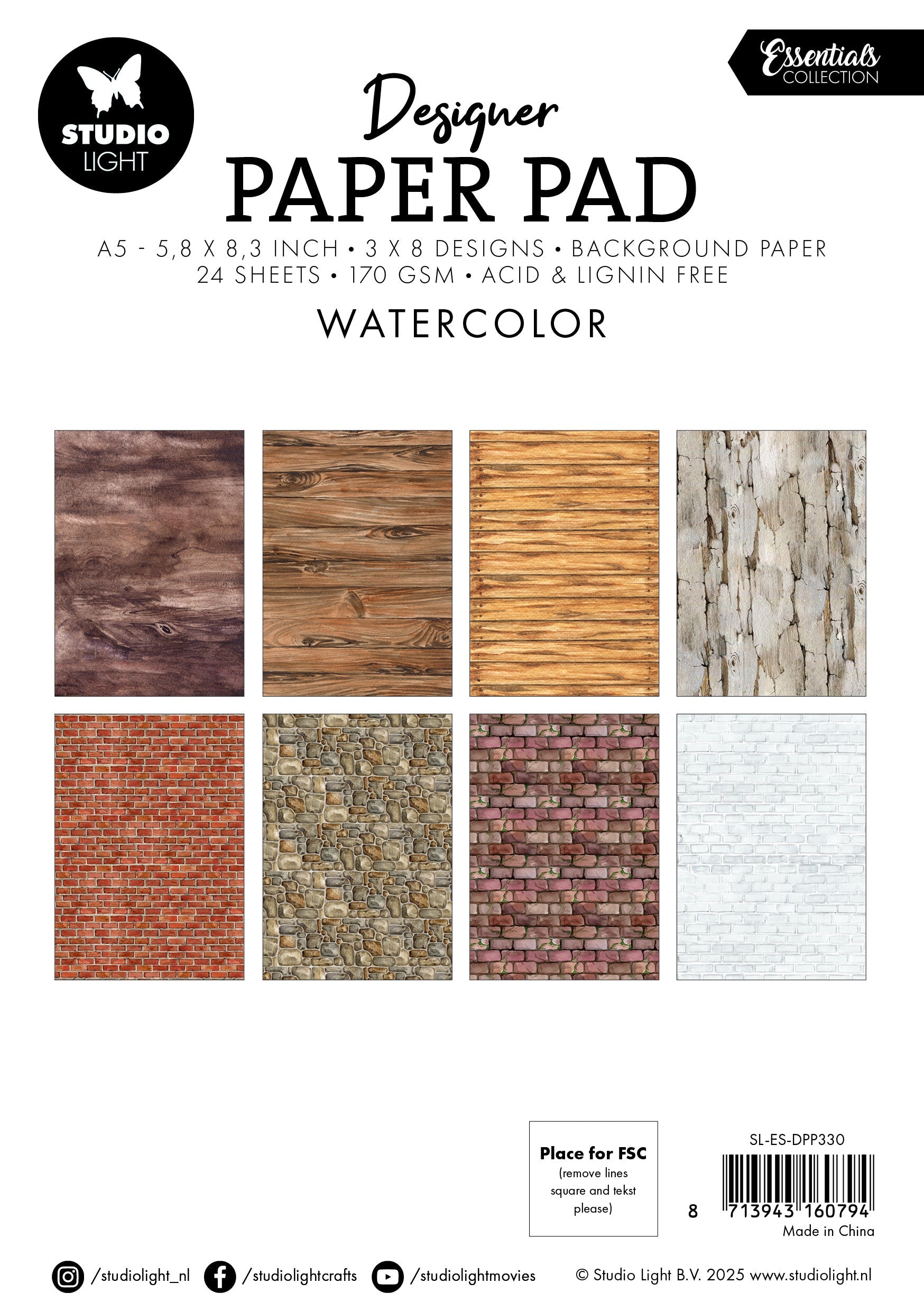 SL Designer Paper Pad Watercolor Essentials 24 Sheets