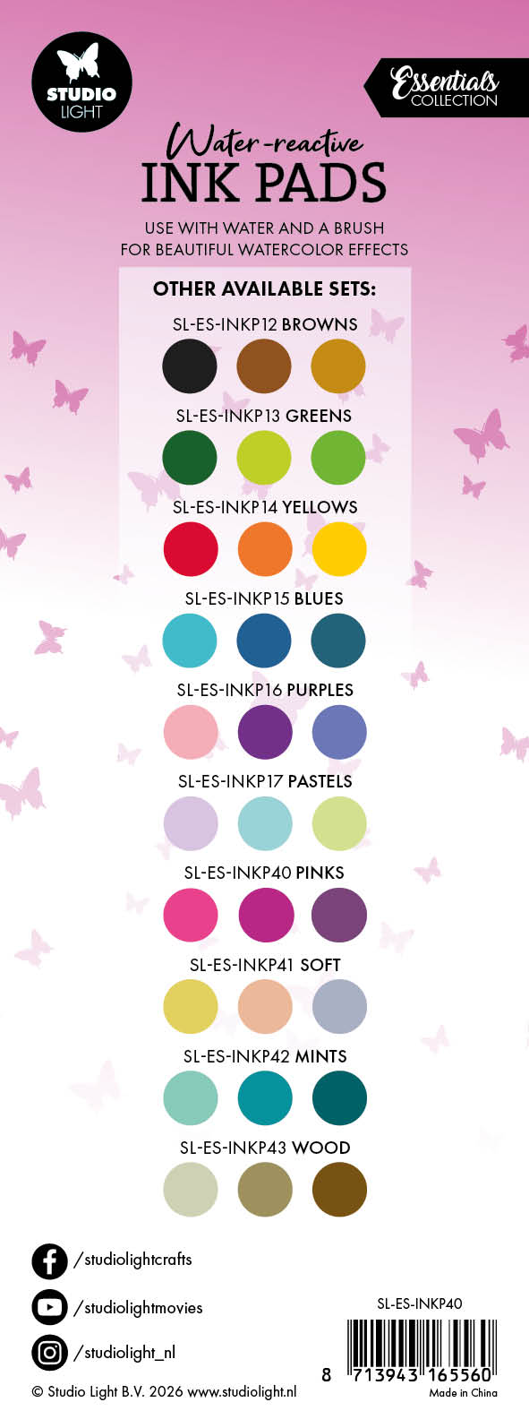 SL Water-Reactive Ink Pads Pinks Essentials 3 Pieces