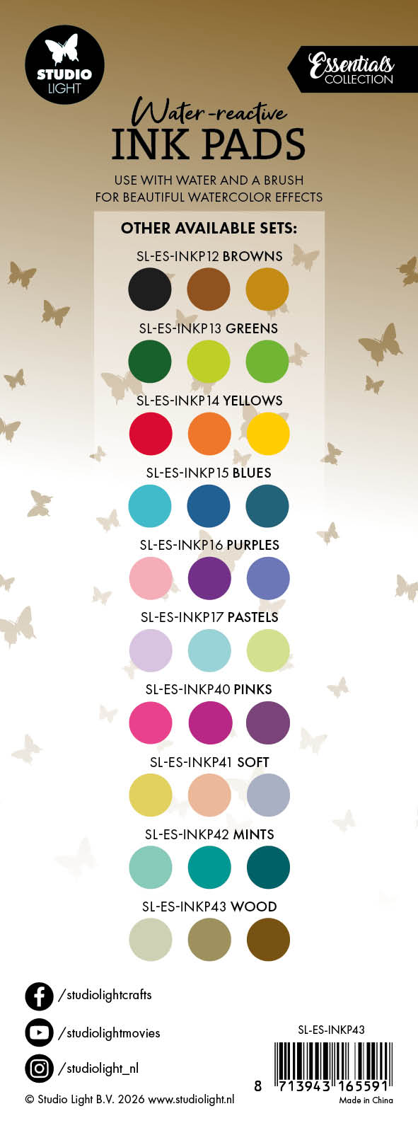 SL Water-Reactive Ink Pads Wood Essentials 3 Pieces