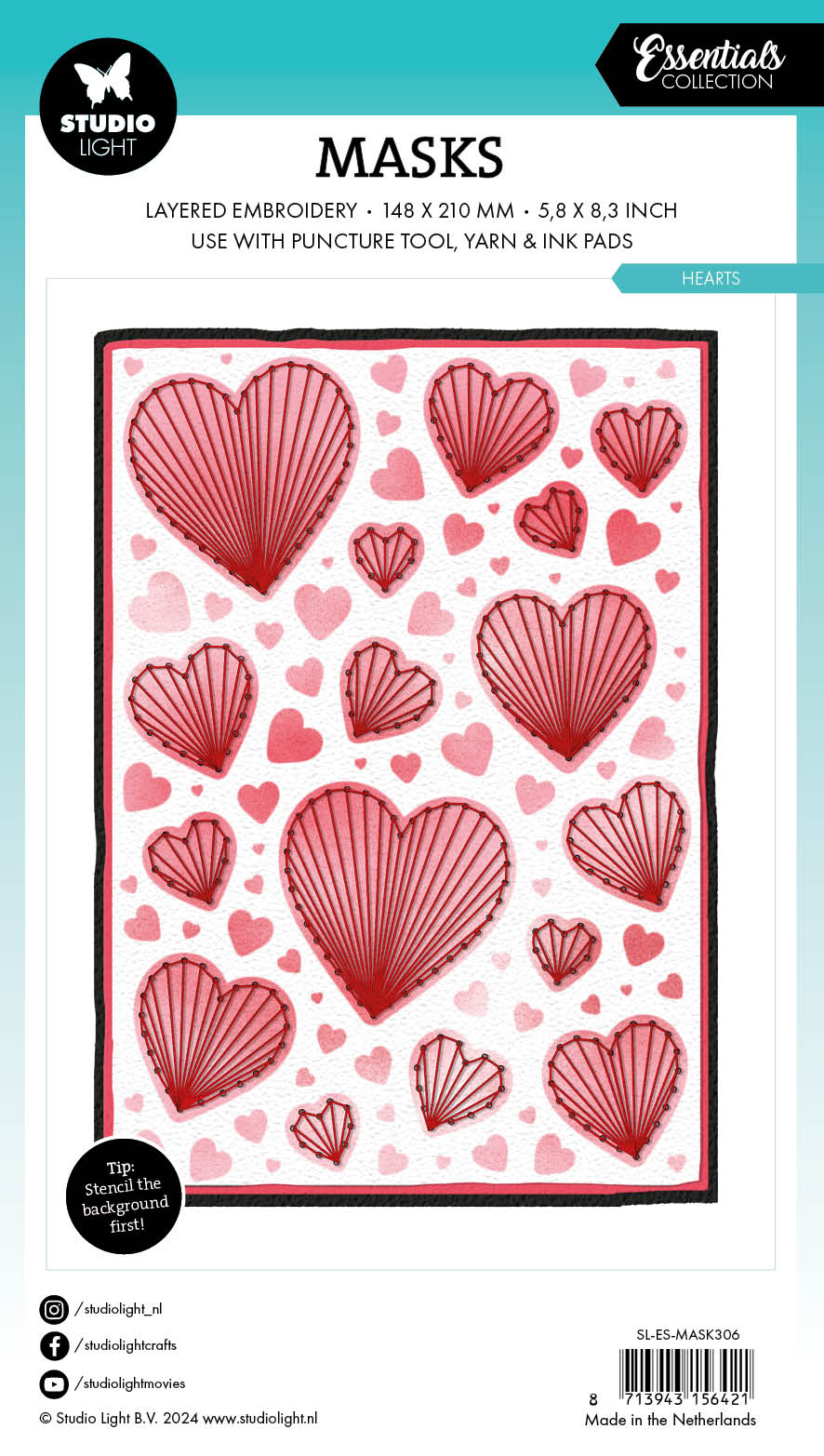 SL Puncture Tool Mask Hearts Essentials 2 PC