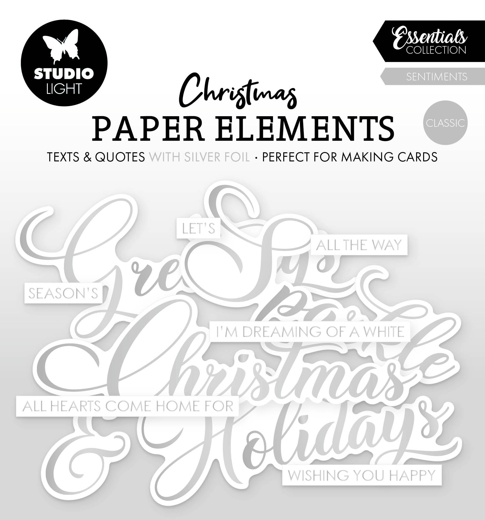 SL Paper Elements Silver Sentiments Classic Essentials 40 Pieces