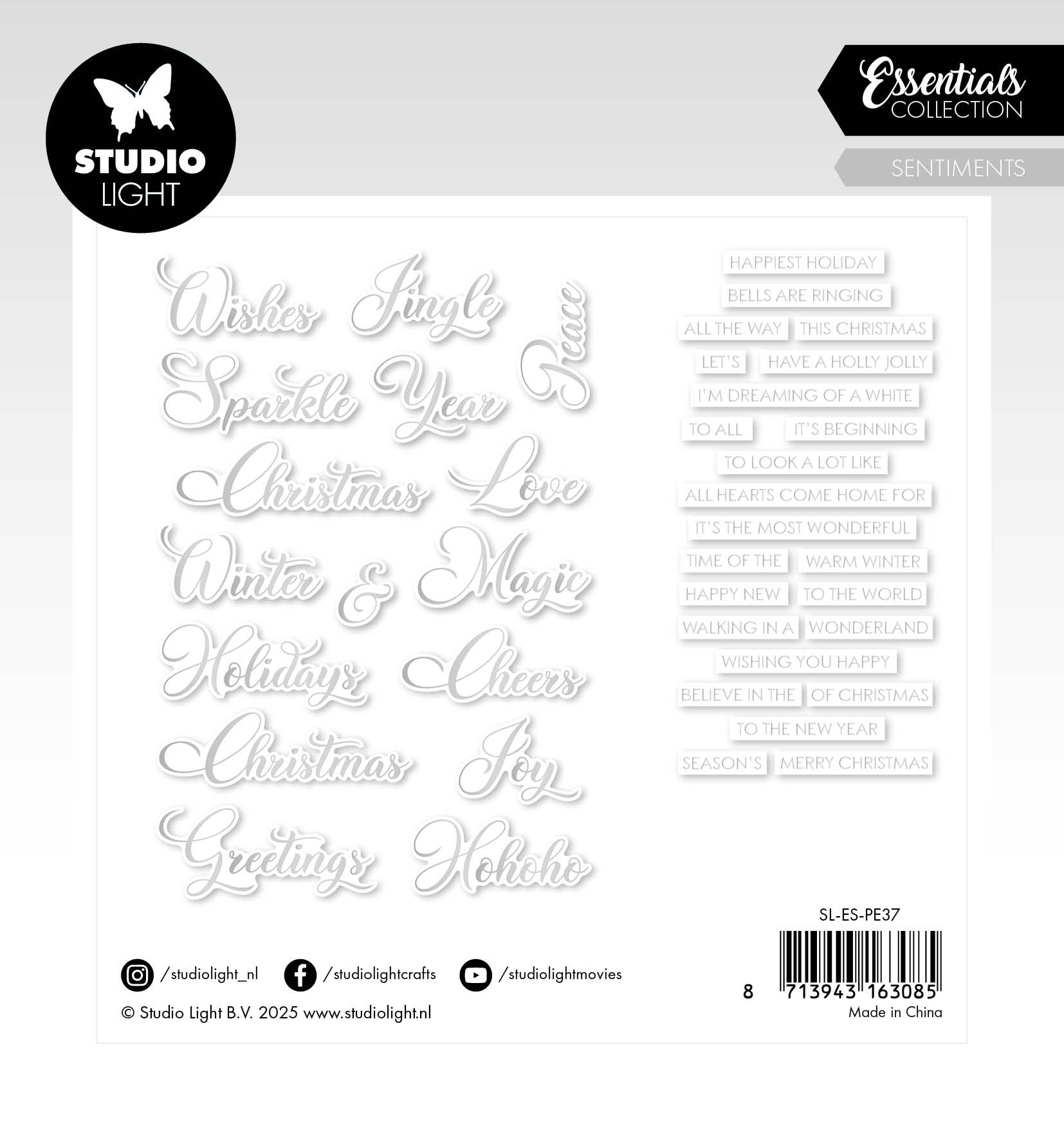 SL Paper Elements Silver Sentiments Classic Essentials 40 Pieces