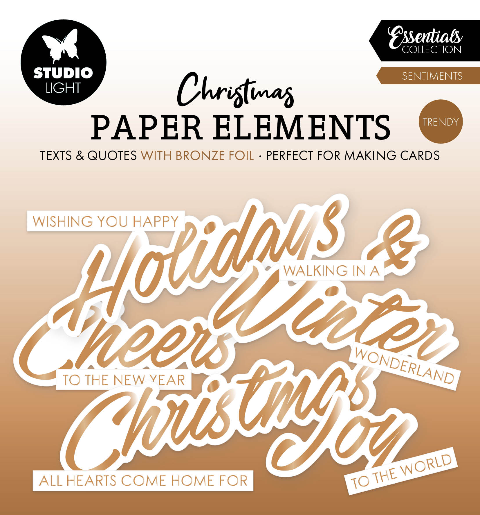 SL Paper Elements Bronze Sentiments Trendy Essentials 40 Pieces