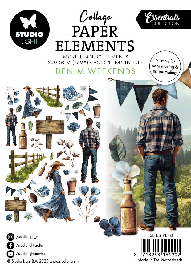 SL Paper Elements Denim Weekends Essentials 105x148x4mm 36 Pieces