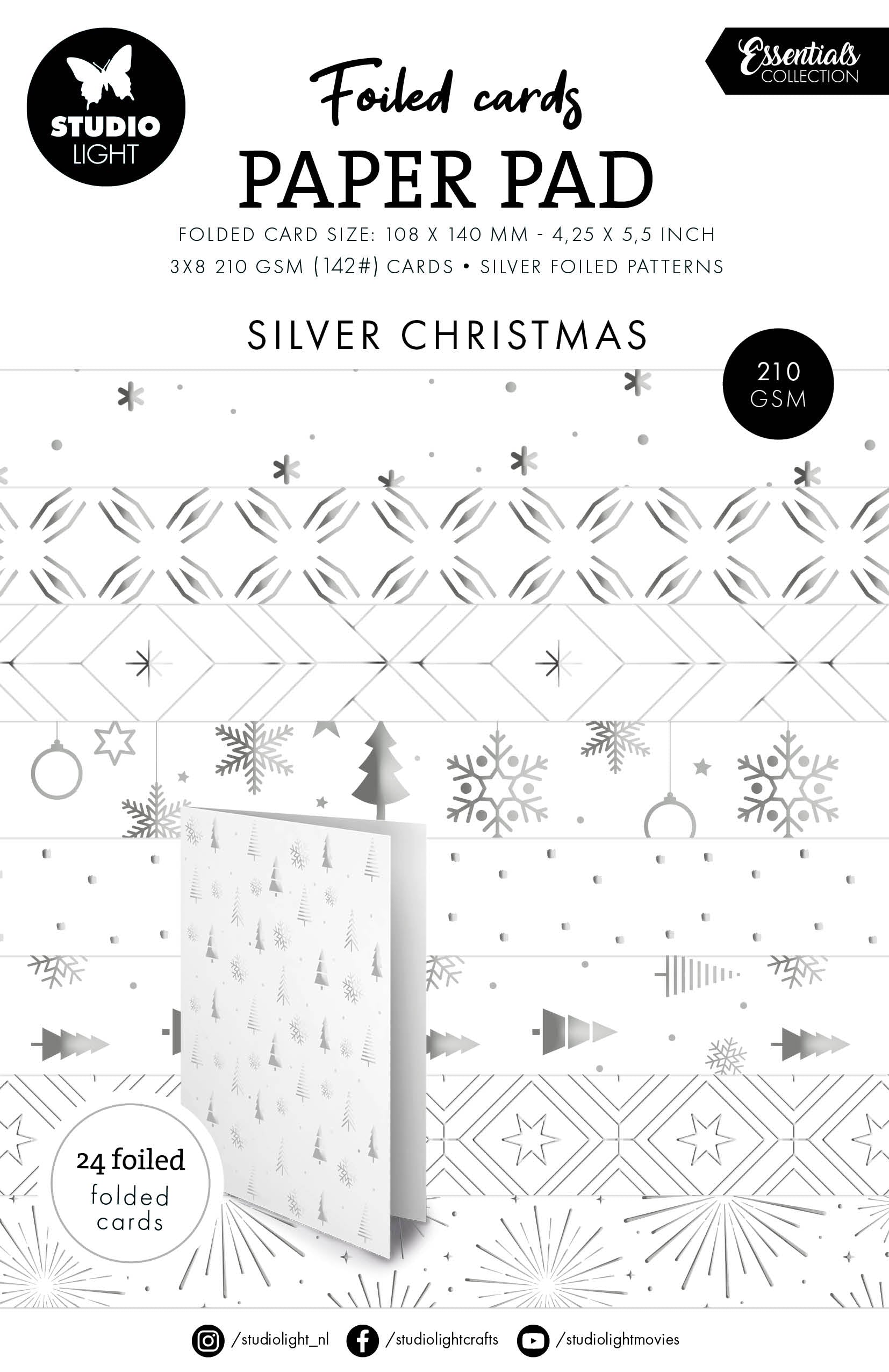 SL Foiled Cards Silver Patterns Essentials 24 Sheets