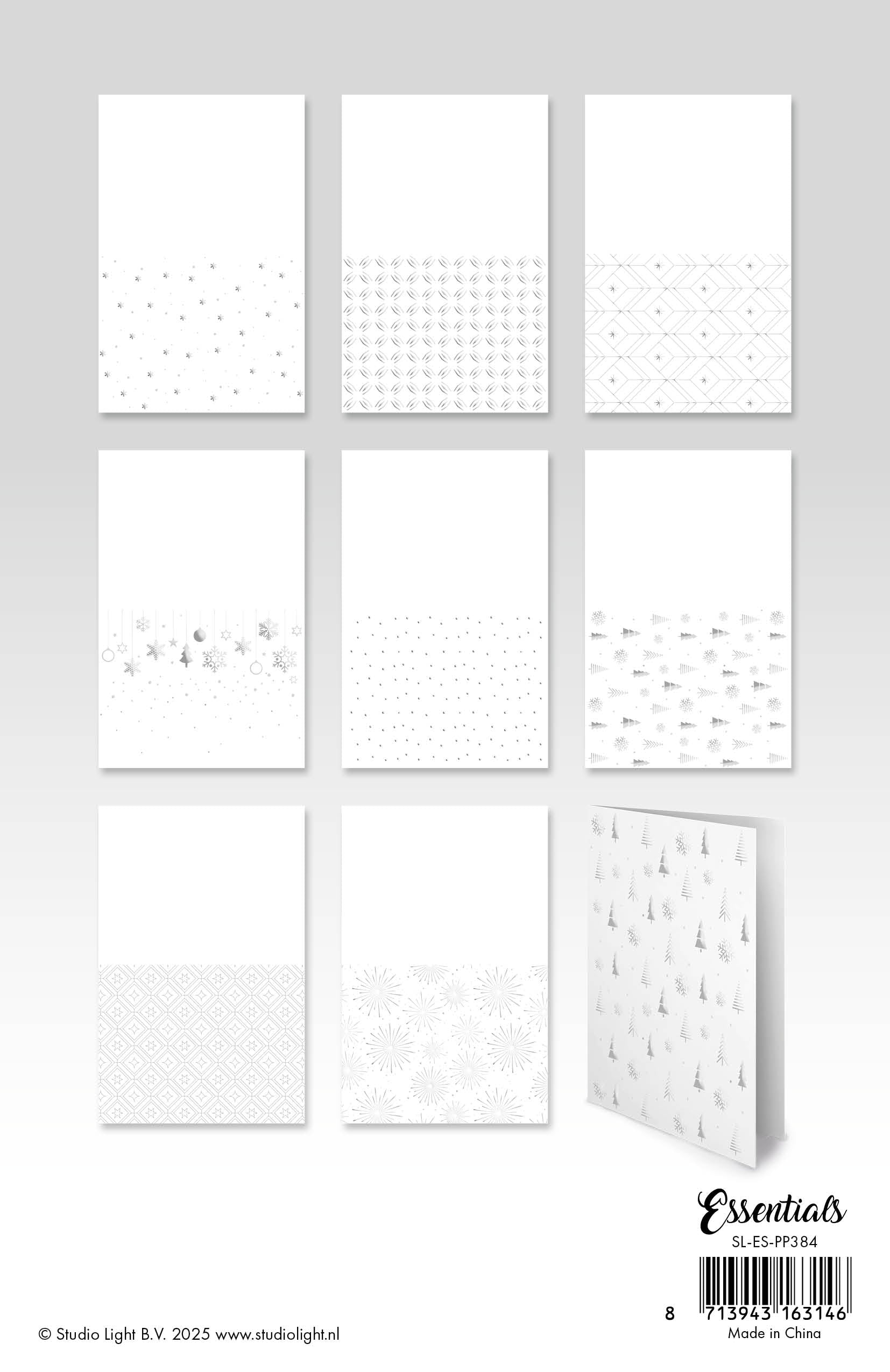 SL Foiled Cards Silver Patterns Essentials 24 Sheets