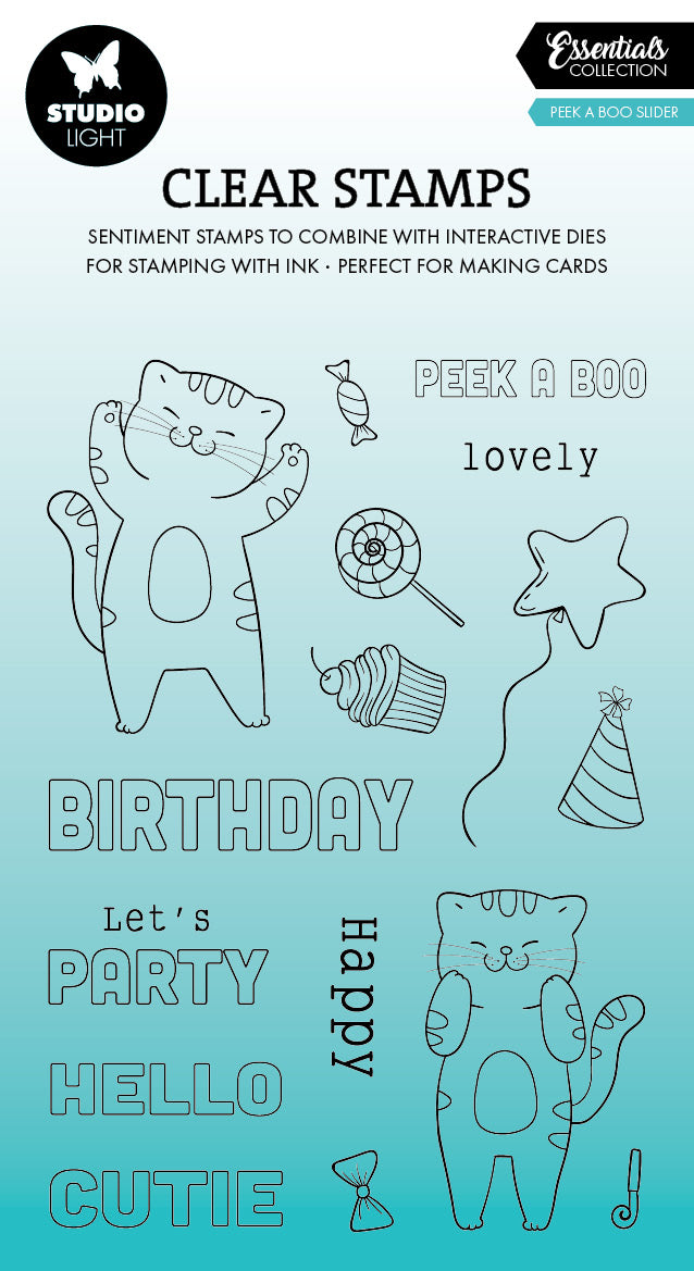 SL Clear Stamps Peek A Boo Slider Essentials 16 PC
