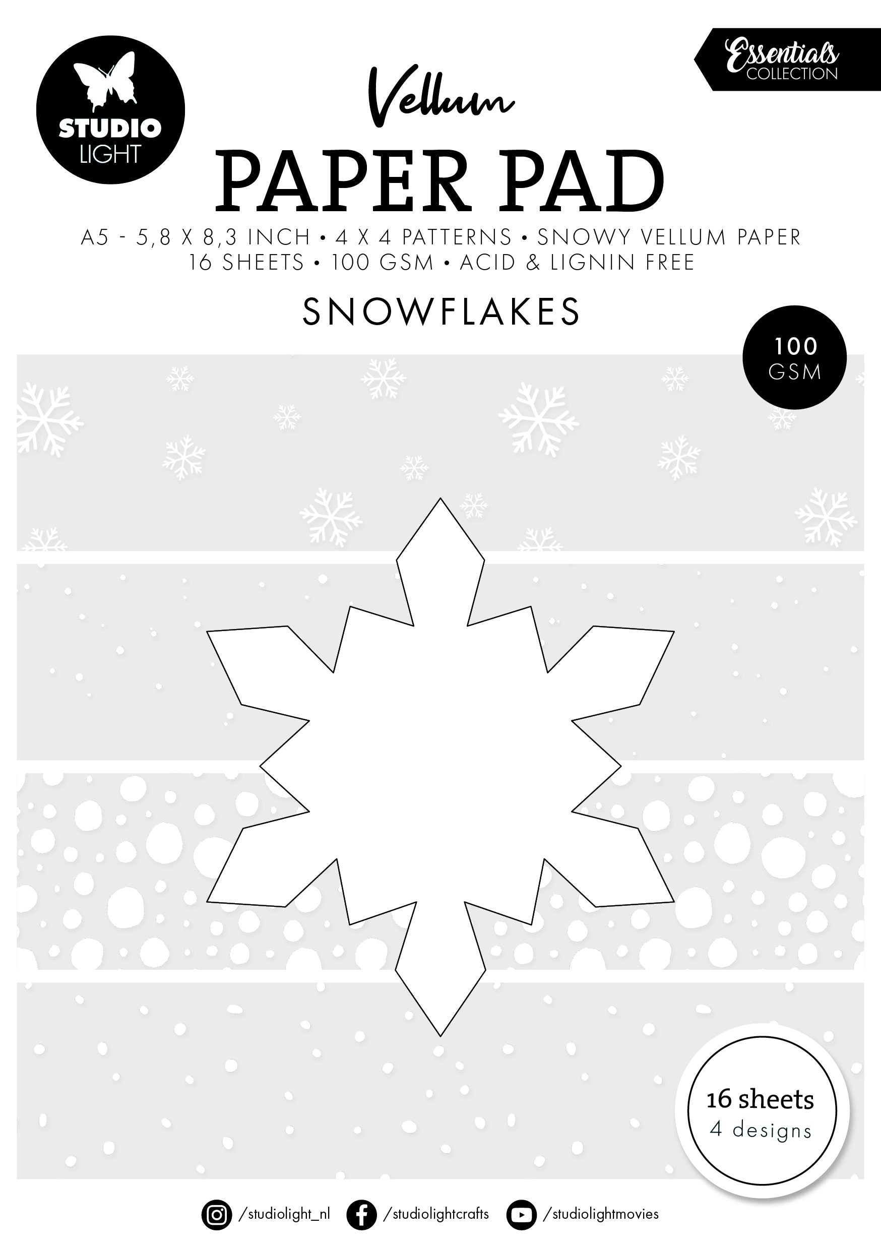 SL Vellum Paper Pad Snowflakes Essentials 16 Sheets