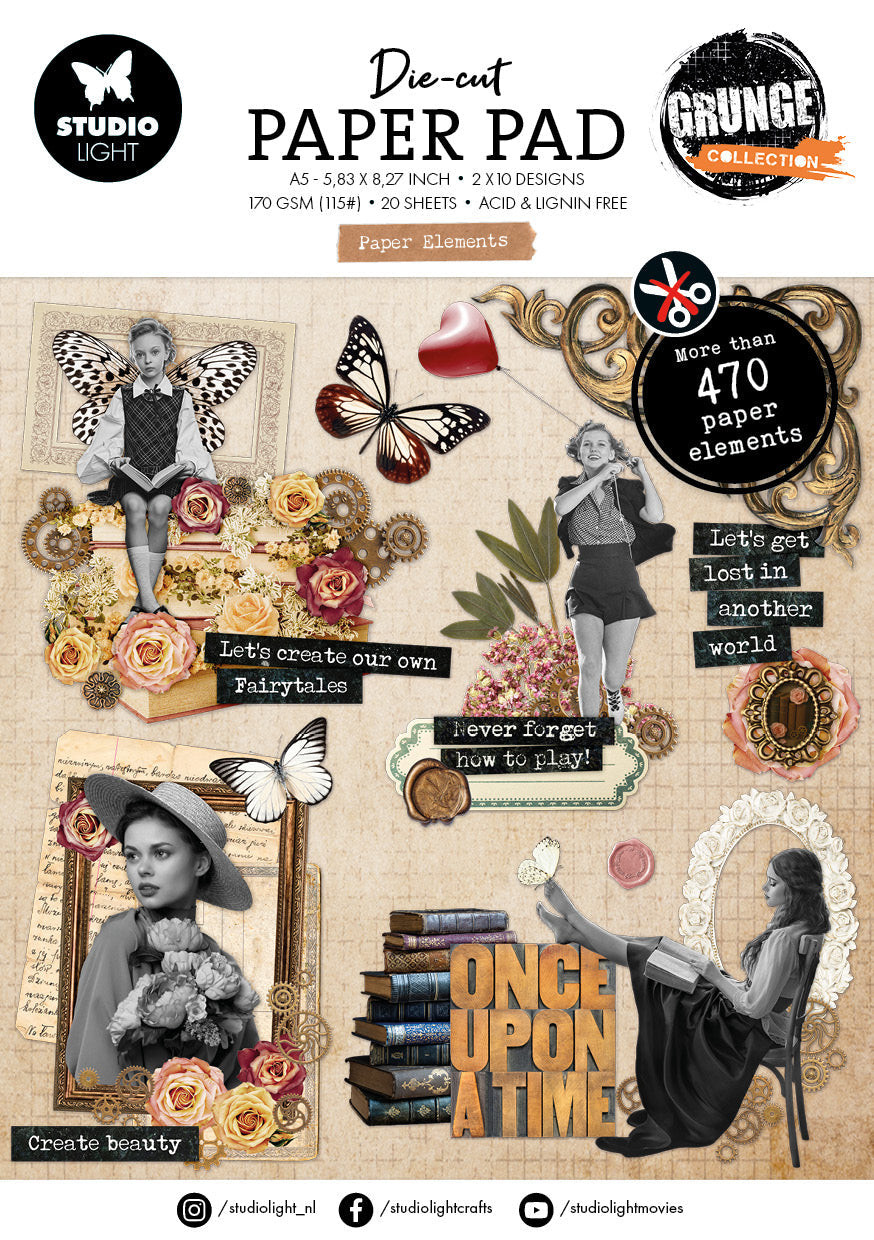 SL Die-Cut Paper Pad Paper Elements Grunge Collection 148x210x5mm 20 Sheets