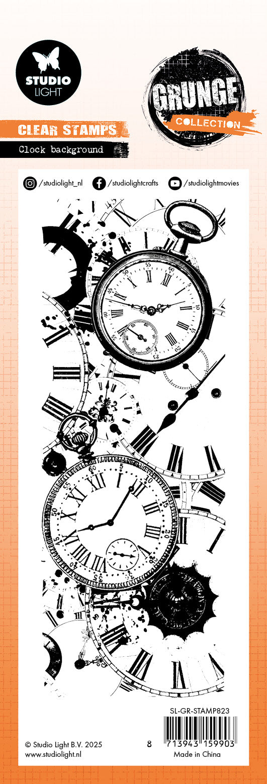 SL Clear Stamp Clock Background Grunge Collection 1 PC