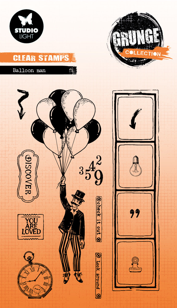 SL Clear Stamp Balloon Man Grunge Collection 13 PC