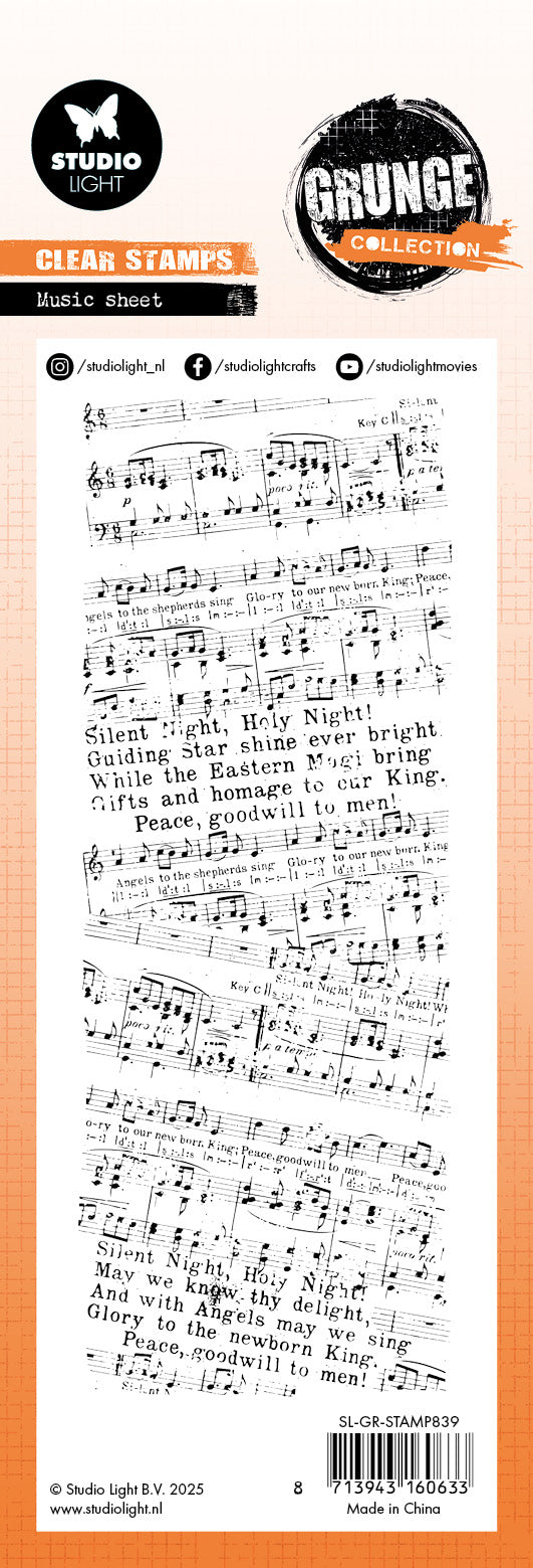 SL Clear Stamp Music Sheet Grunge Collection 1 Pieces